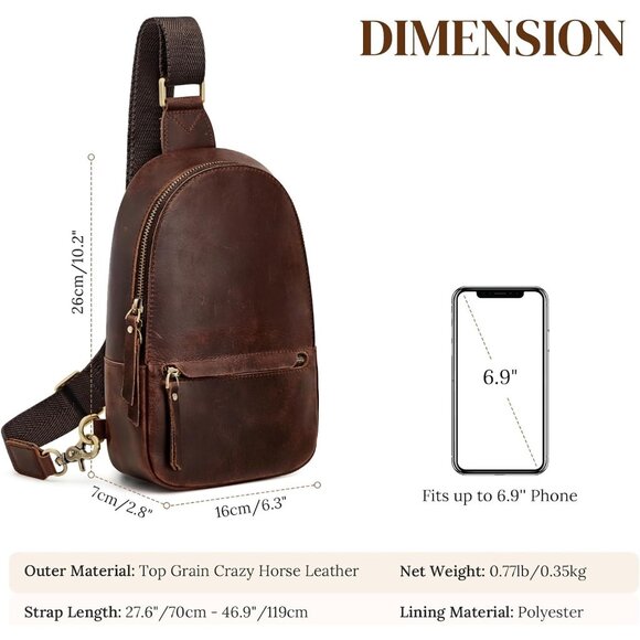 S-ZONE Leather Small Crossbody Sling Bags for Women & Men - Picture 6 of 8